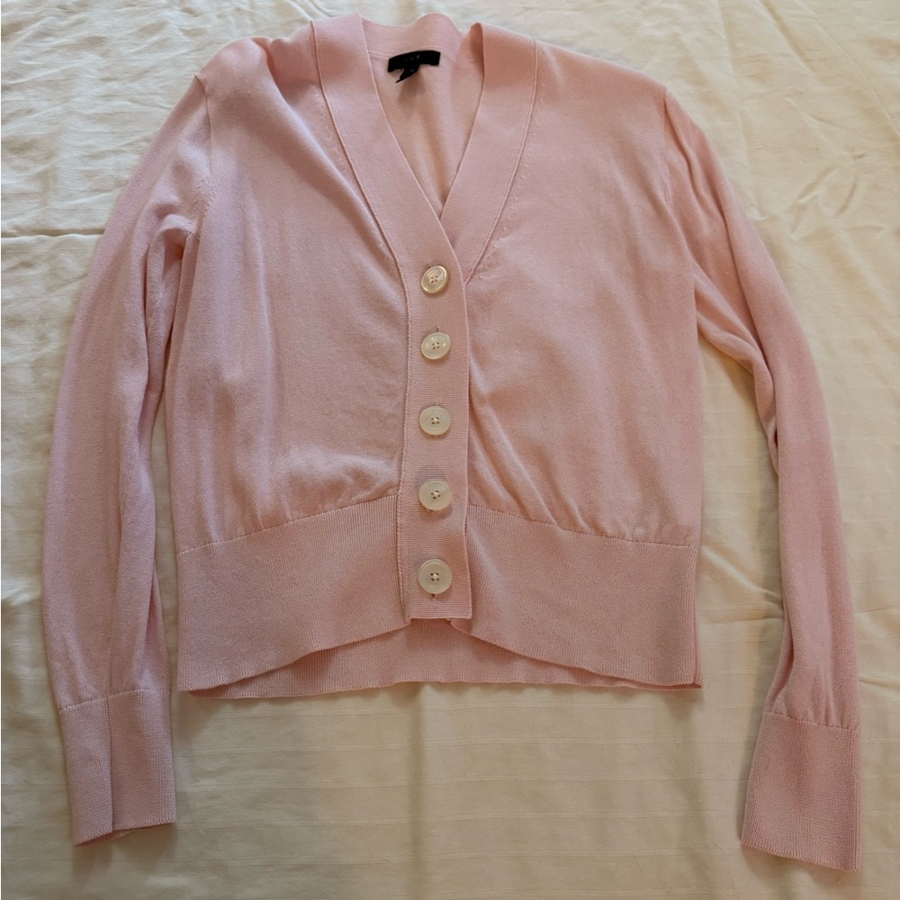 J. Crew pale pink cardigan sweater size small preppy lightweight V-Neck feminine